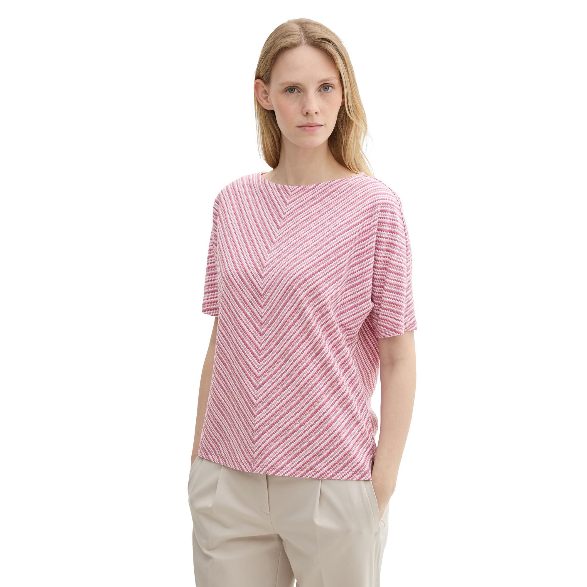 TOM TAILOR T-shirt Rigata Scollo a Barca Maniche Corte  