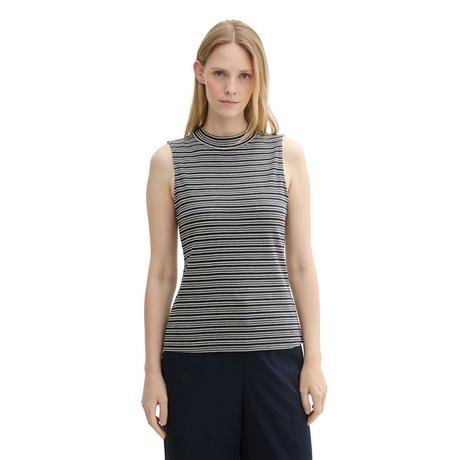 TOM TAILOR T-shirt rayé sans manches à col montant  