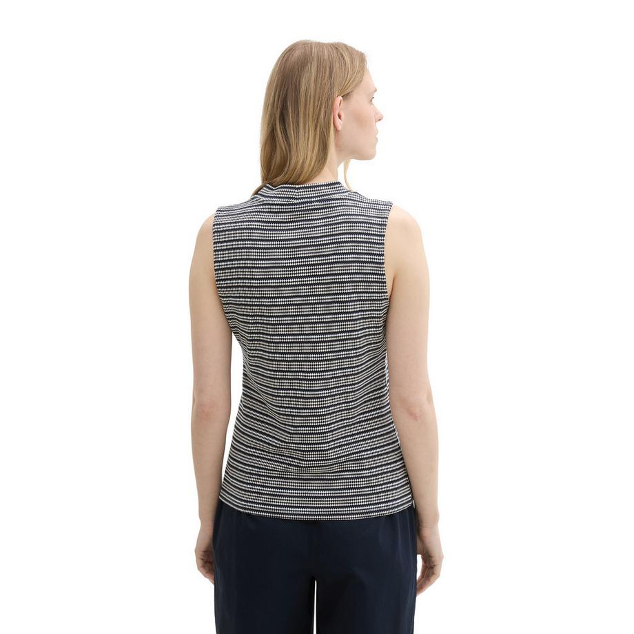 TOM TAILOR T-shirt a righe senza maniche con collo alto  
