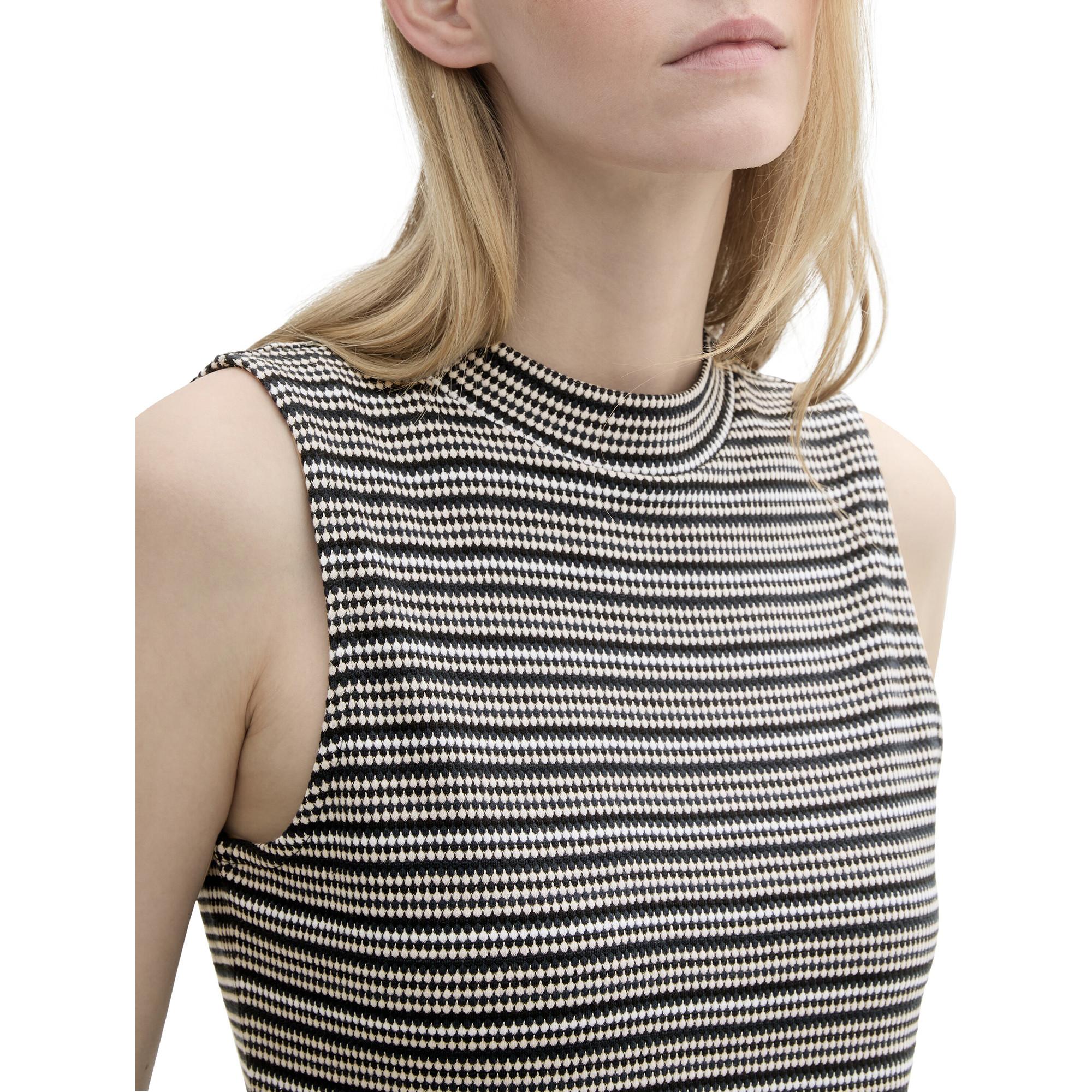 TOM TAILOR T-shirt rayé sans manches à col montant  