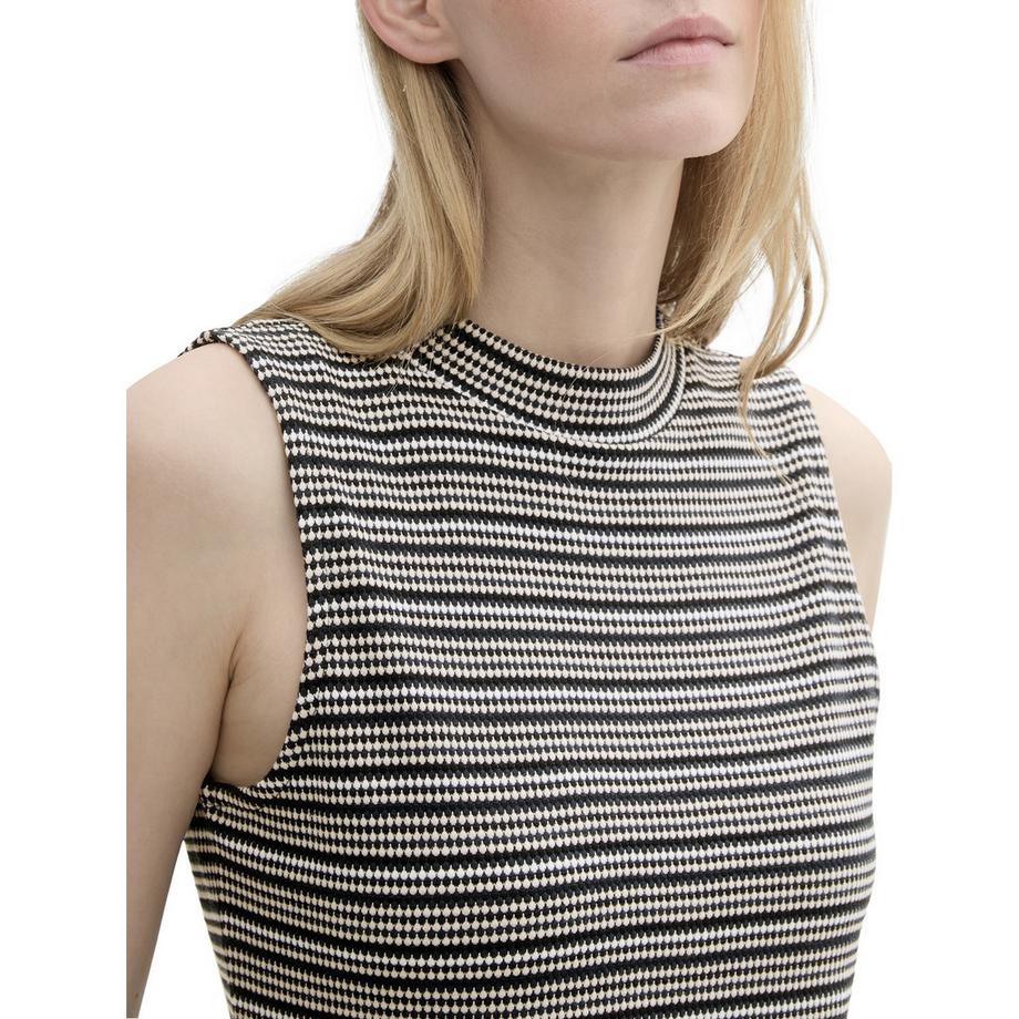 TOM TAILOR T-shirt a righe senza maniche con collo alto  
