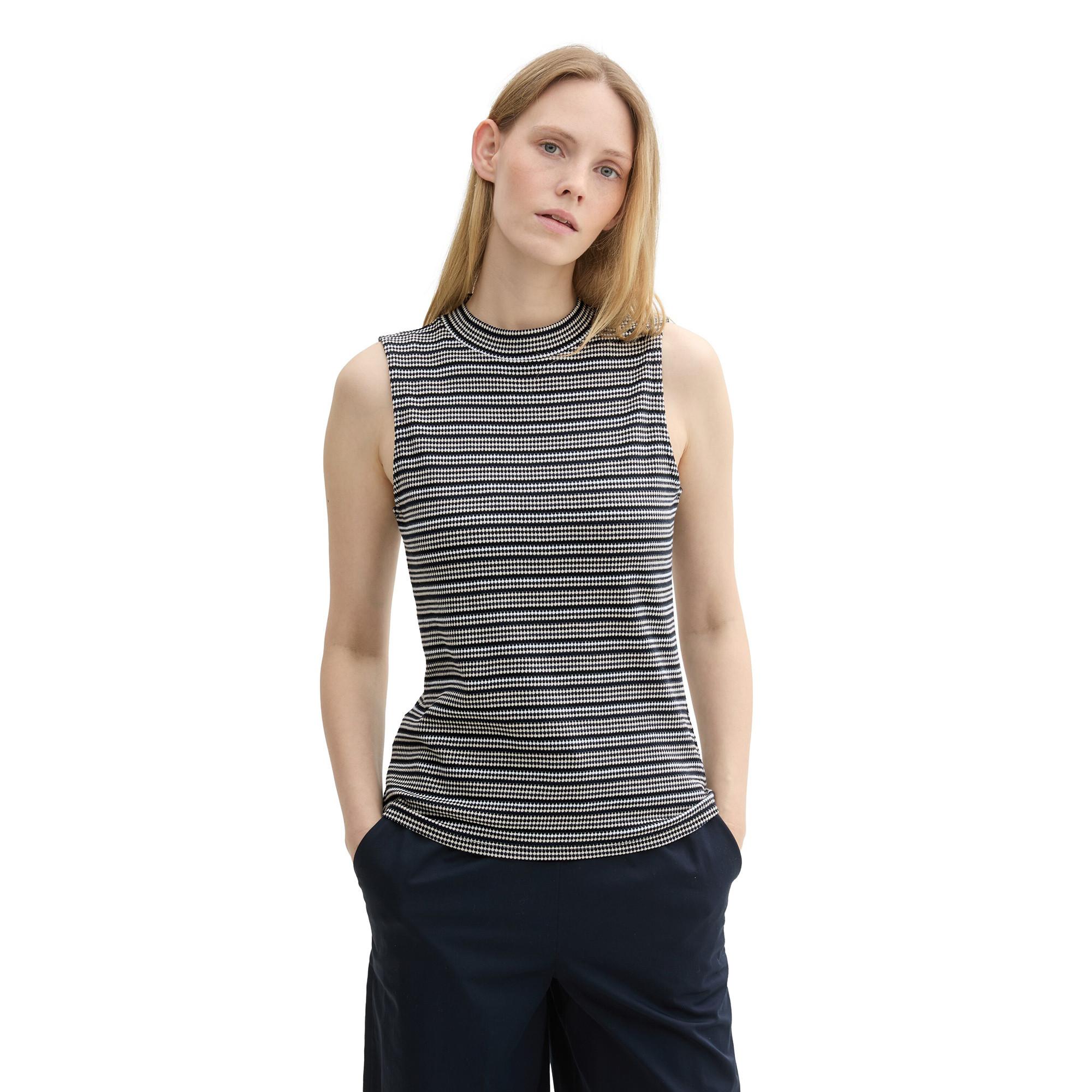 TOM TAILOR T-shirt rayé sans manches à col montant  