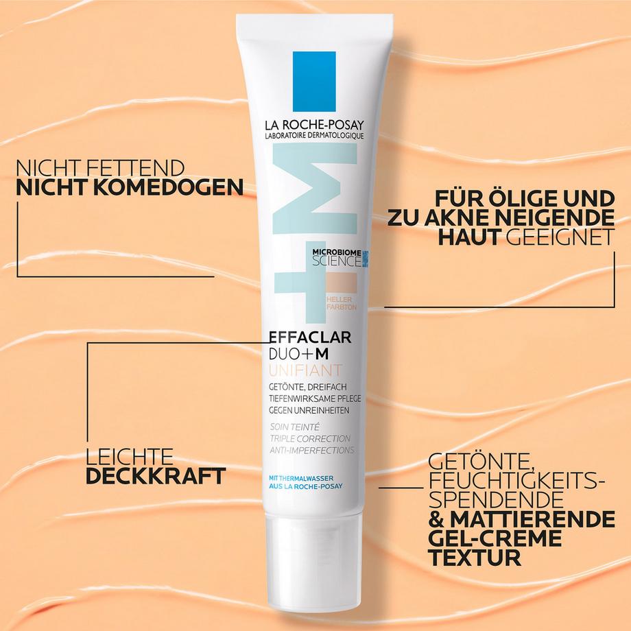 LA ROCHE POSAY Effaclar Duo+M Unifiant Soin visage teinté triple action profonde pour les peaux à tendance acnéique 