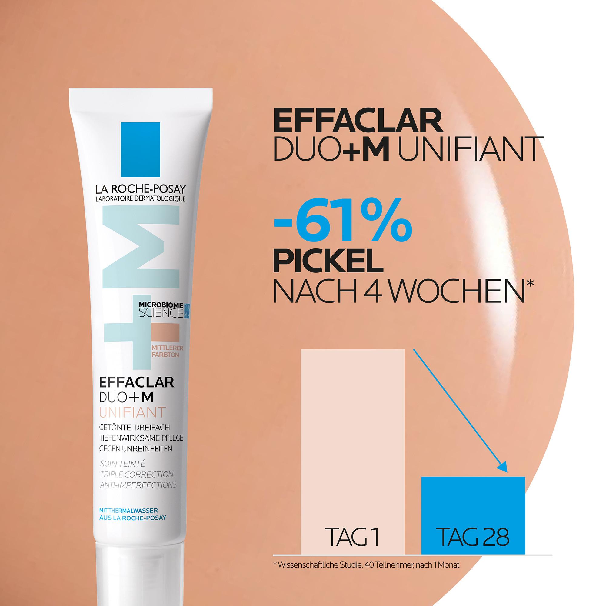 LA ROCHE POSAY Effaclar Duo+M Unifiant Dreifach tiefenwirksame getönte Gesichtspflege für zu Akne neigende Haut 