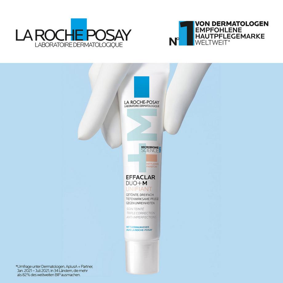 LA ROCHE POSAY Effaclar Duo+M Unifiant Dreifach tiefenwirksame getönte Gesichtspflege für zu Akne neigende Haut 