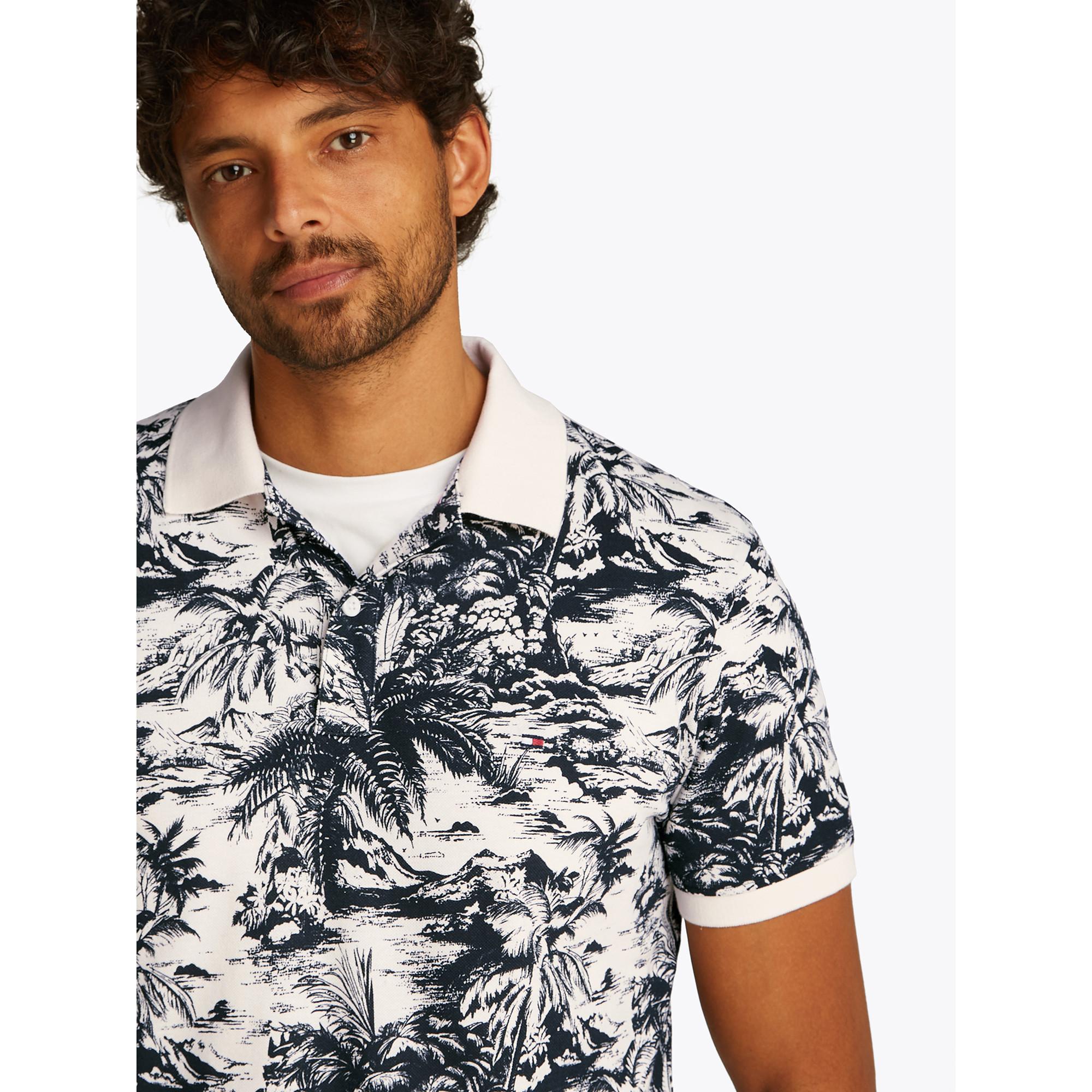 TOMMY HILFIGER ALL OVER PRINT LINEN REG POLO Polo, maniche corte 