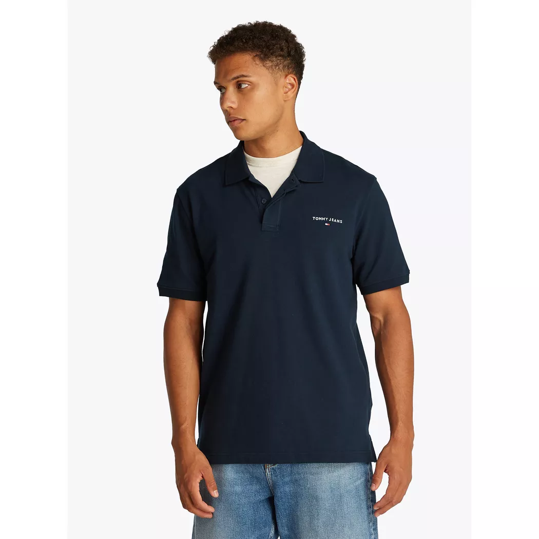 Poloshirt TOMMY JEANS "TJM REGULAR FIT", Damen, Gr. M, blau twilight, Jersey, Obermaterial: 100% Baumwolle, regular fit normal, Rundhals, eingesetzt angesetztes Bündchen, Shirts