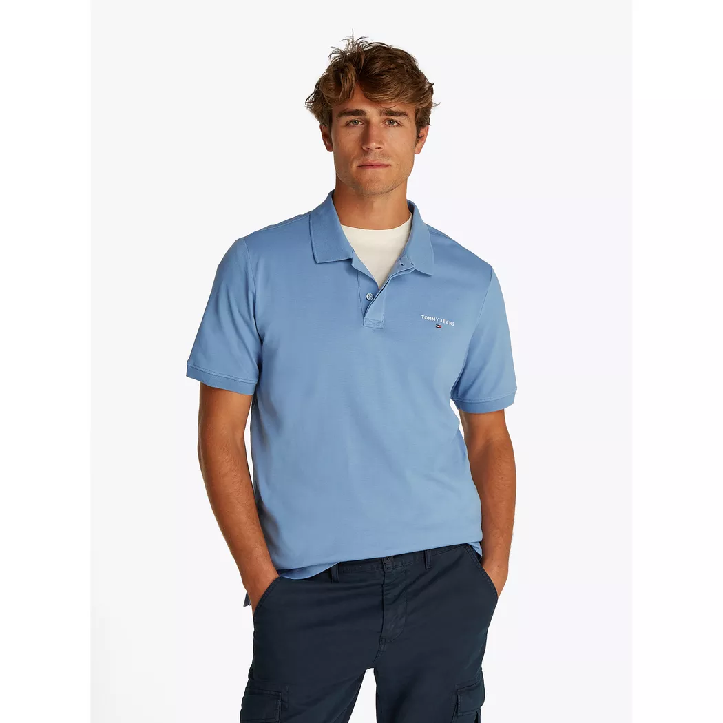 Poloshirt TOMMY JEANS "TJM REGULAR FIT", Damen, Gr. S, blau twilight, Jersey, Obermaterial: 100% Baumwolle, regular fit normal, Rundhals, eingesetzt angesetztes Bündchen, Shirts 2
