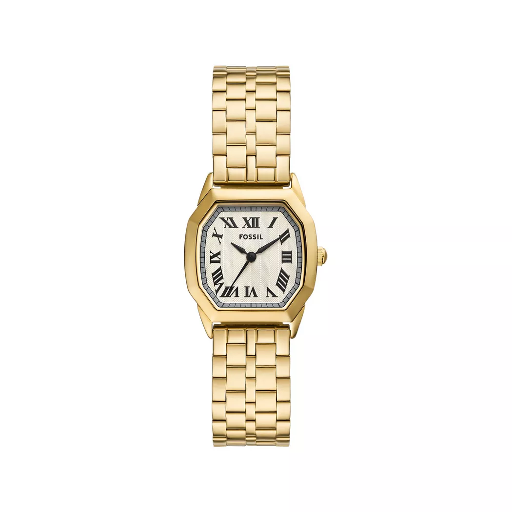 Quarzuhr FOSSIL "HARLOW", gold (goldfarben), Armbanduhren, Damen, Quarzuhr, Armbanduhr, Damenuhr, Edelstahlarmband, analog