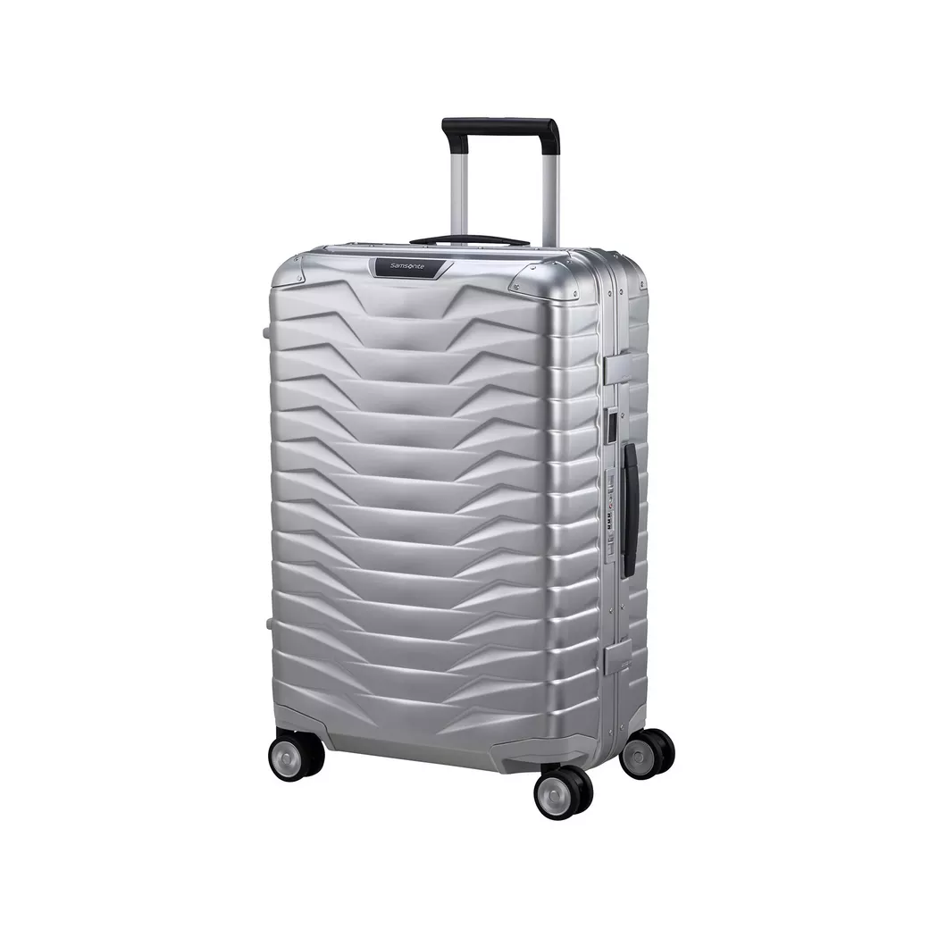 Hartschalen-Trolley SAMSONITE "PROXIS ALU, verschiedene Größen", Gr. B/H/T: 47cm x 69cm x 28cm 71 l, silber (aluminium), Aluminium, unifarben, Koffer, Hartschalen-Koffer, Reisekoffer, Koffer, TSA-Zahlenschloss