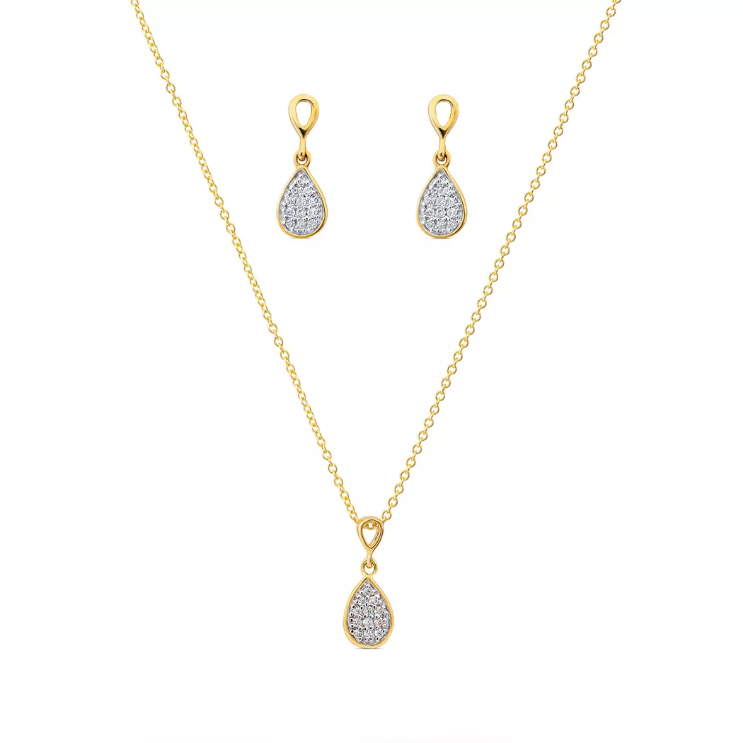 L' Atelier Gold 18 Karat by Manor - Set Halskette/Ohrstecker, 42cm, Gelbgold