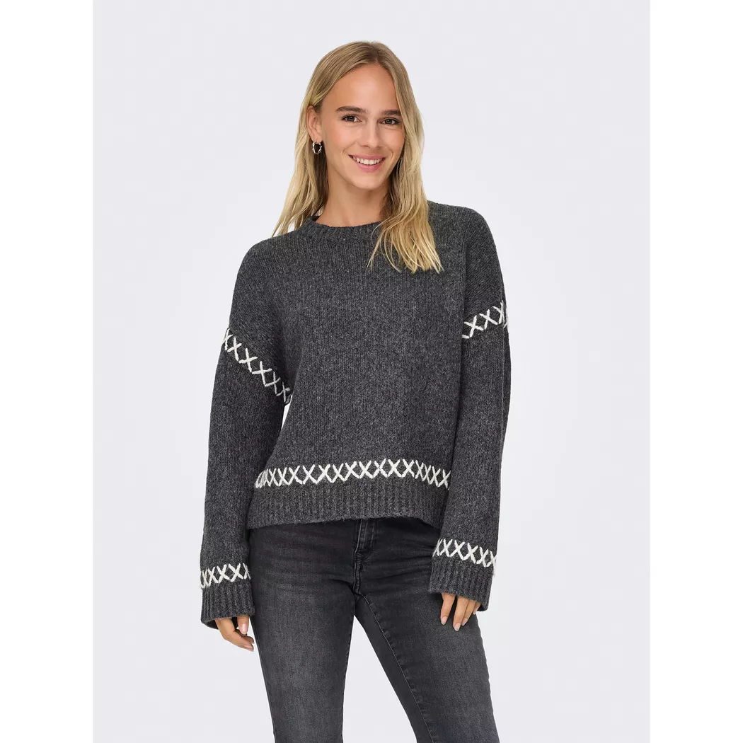 Only - Pullover, für Damen, Dunkelgrau, Größe M