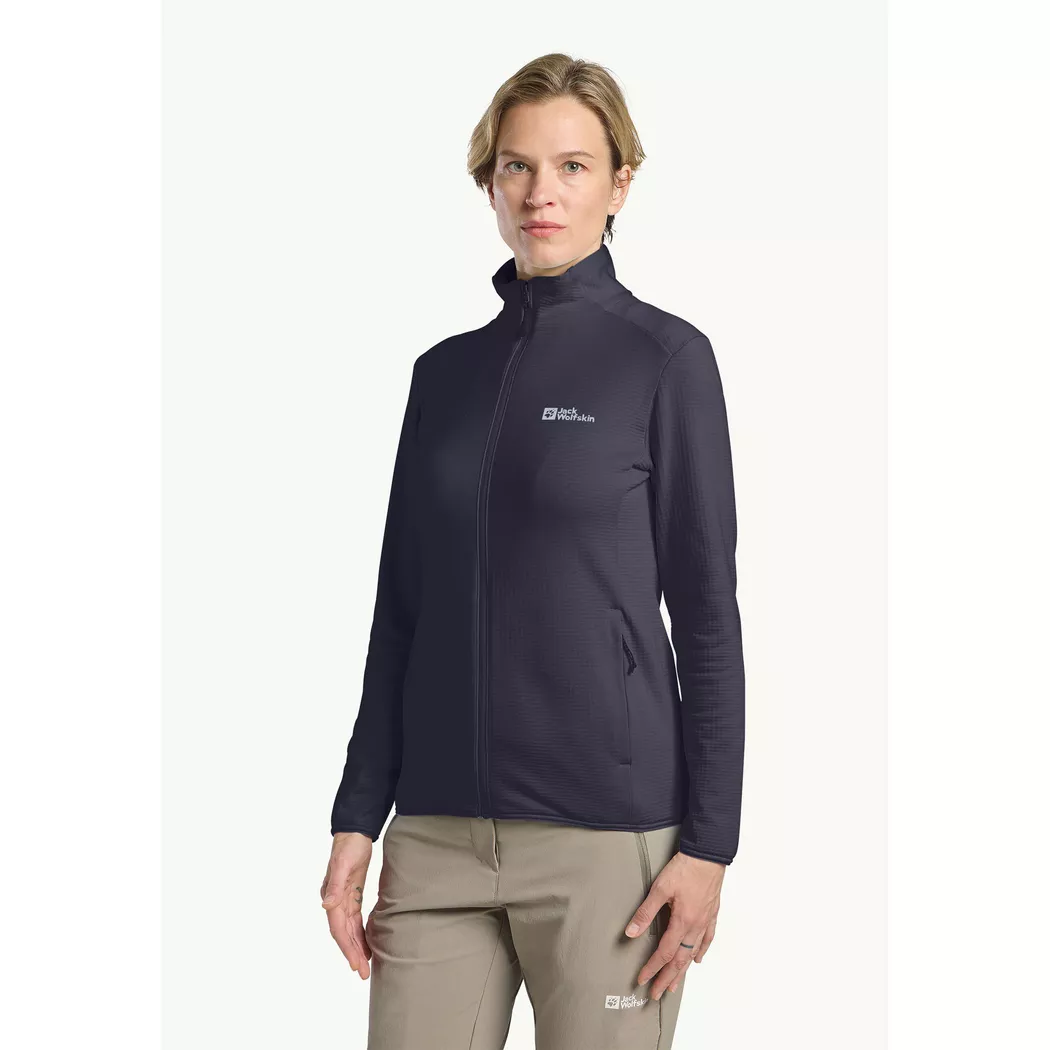Jack Wolfskin - Fleecejacke ohne Kapuze, für Damen, Anthrazit, Größe S