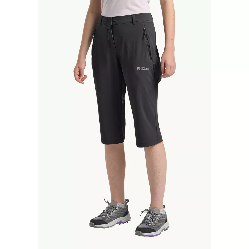 3/4-Hose JACK WOLFSKIN "HIKEOUT", Damen, Gr. 44, N-Gr, schwarz, Obermaterial: 94% Polyamid, 6% Elasthan, Hosen, Atmungsaktiv, schnell trocknend, wasserabweisend