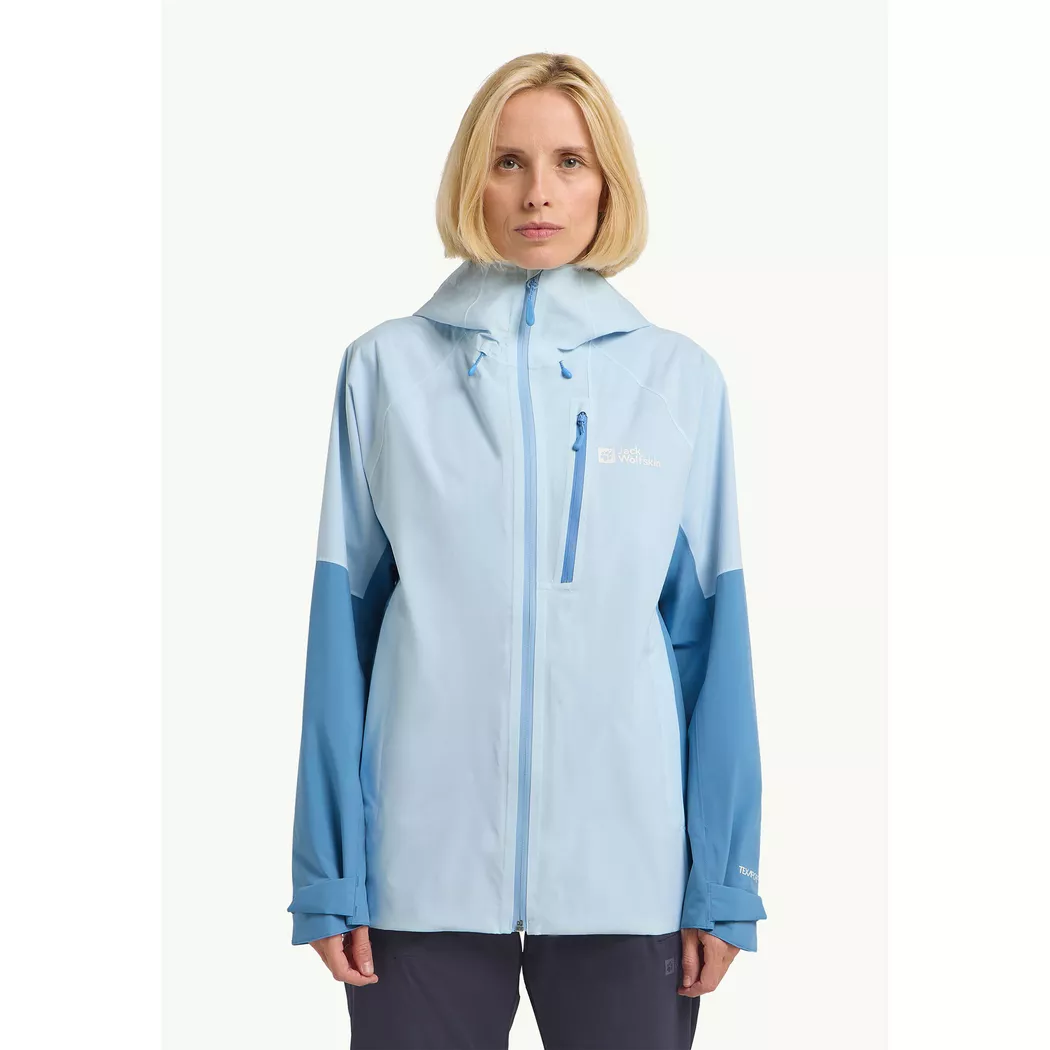 Funktionsjacke JACK WOLFSKIN "EAGLE PEAK 2L JKT W", Damen, Gr. XXL (48), blau (ice, blau), Obermaterial: 100% Polyester. Futter: 100% Polyester, Jacken Funktionsjacke