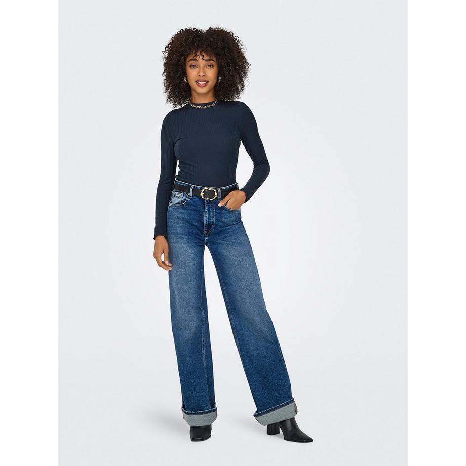 ONLY T-Shirt Manches Longues Col Montant Côtelé  