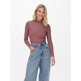 ONLY T-shirt Maniche Lunghe Collo Coreana a Costine  