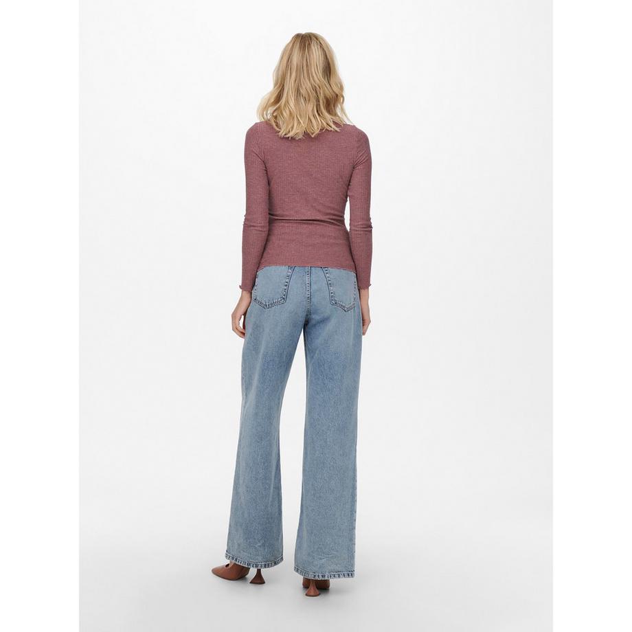 ONLY T-shirt Manches Longues Col Montant Côtelé  