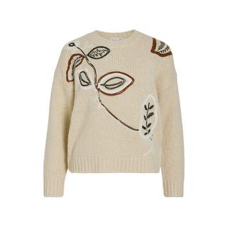 VILA Pull avec motif feuille brodé  