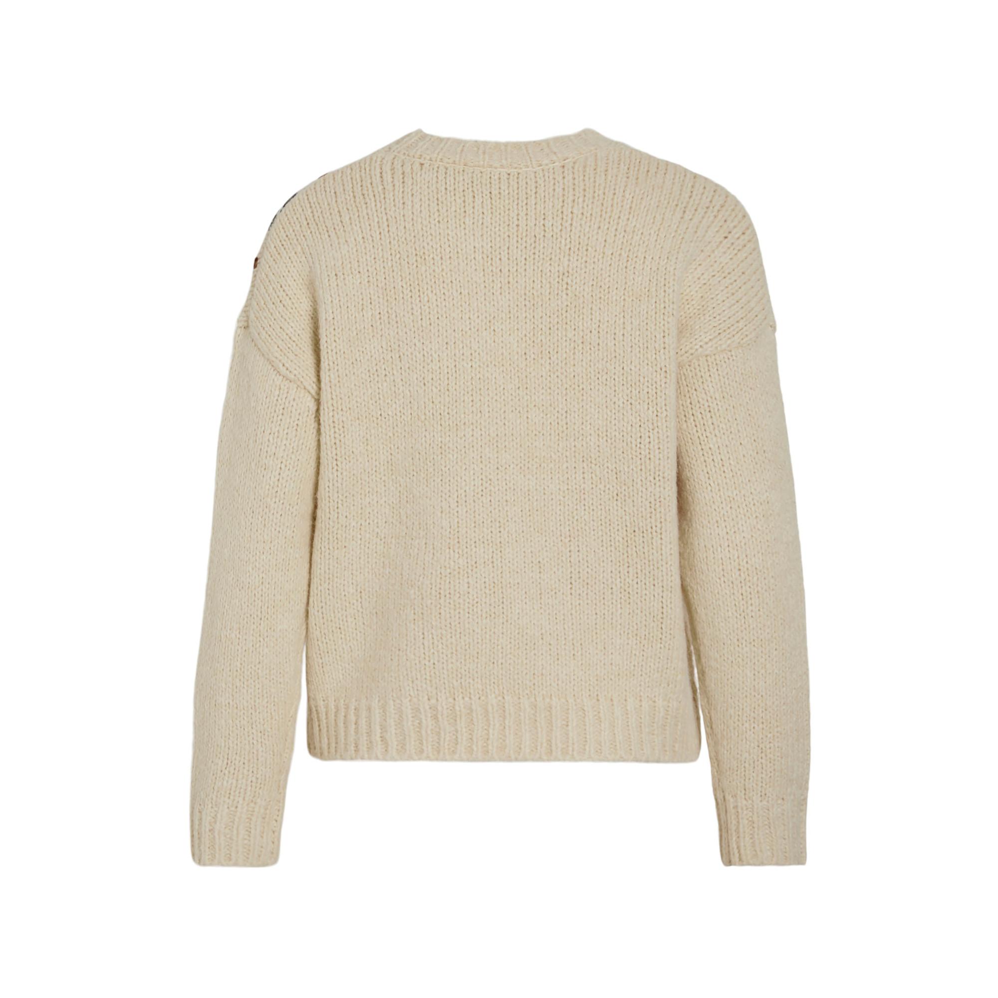 VILA Pull avec motif feuille brodé  