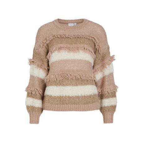 VILA Pull Frangé Rayé  
