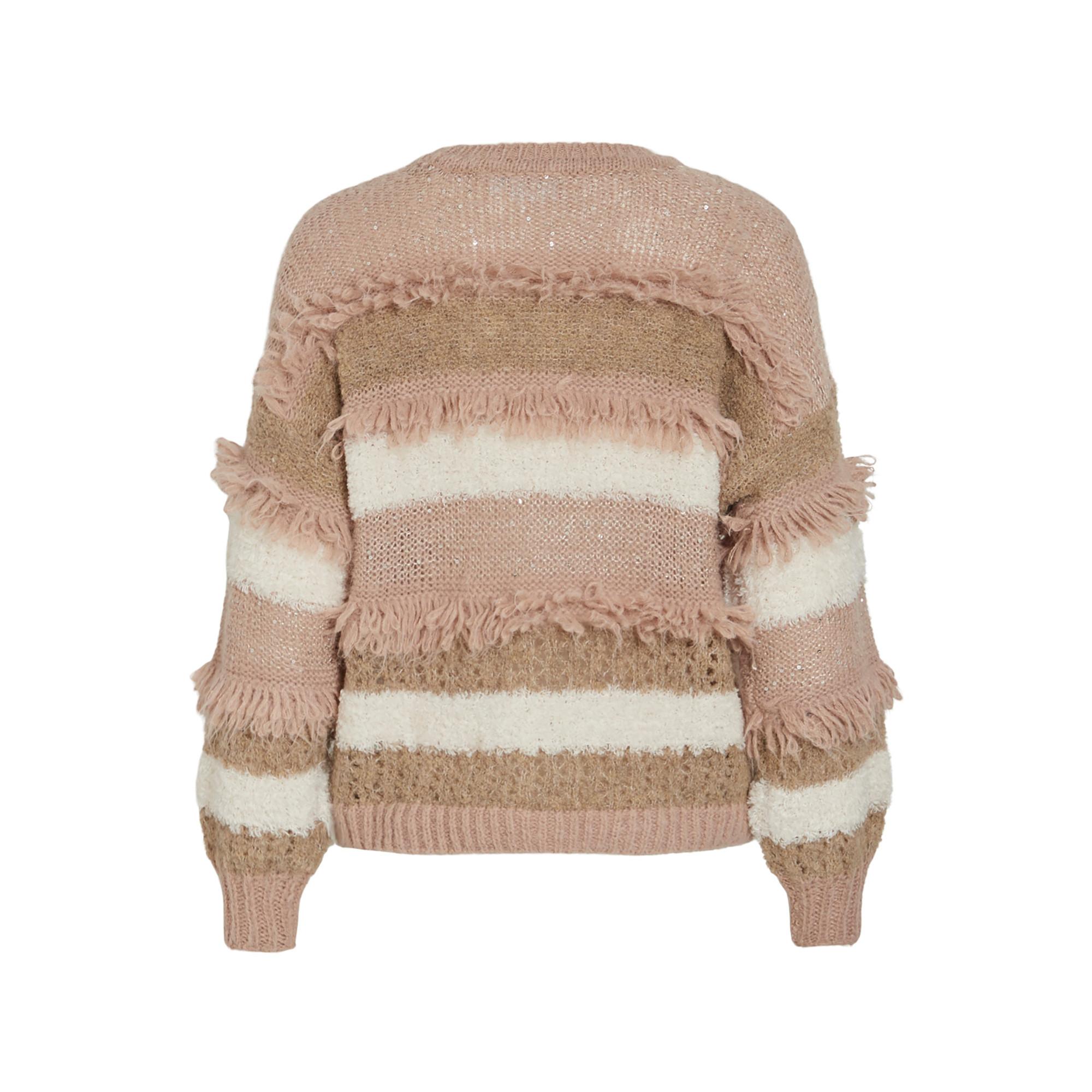 VILA Pull Frangé Rayé  