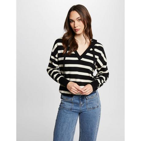 MORGAN Gestreifter Kapuzen V-Ausschnitt Pullover  