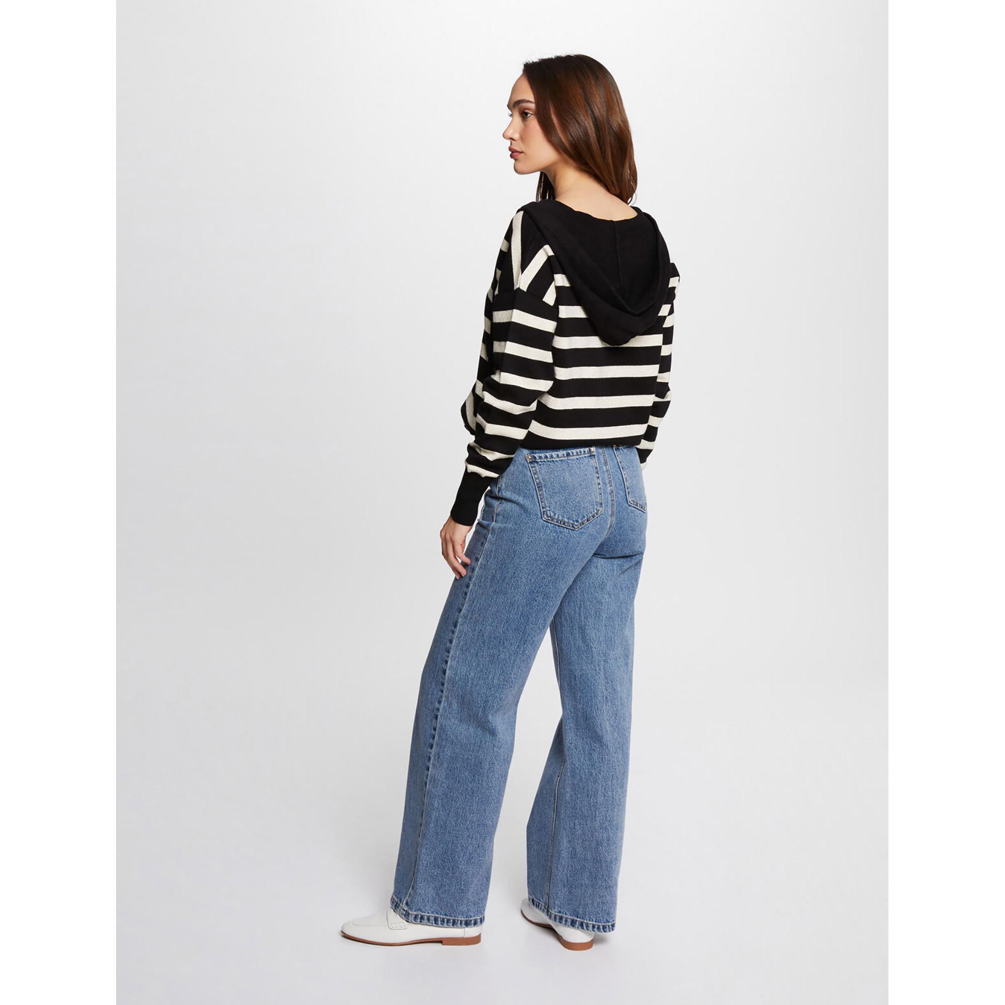 MORGAN Gestreifter Kapuzen V-Ausschnitt Pullover  