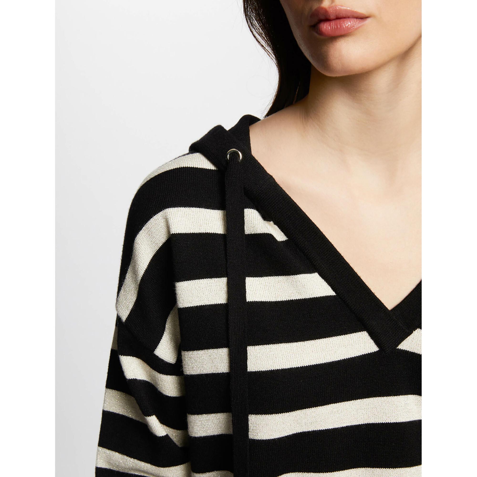 MORGAN Gestreifter Kapuzen V-Ausschnitt Pullover  