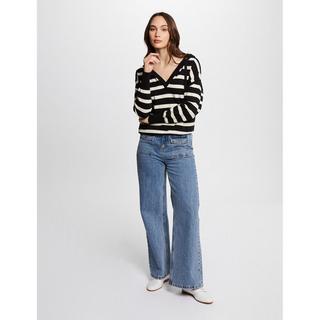 MORGAN Gestreifter Kapuzen V-Ausschnitt Pullover  