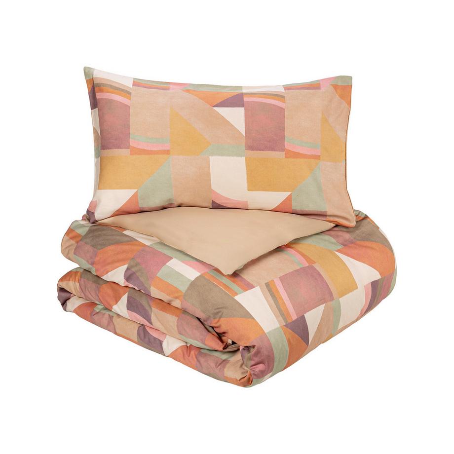 FAZZINI Wooden Blocks Housse de Coussin Motif Géométrique  