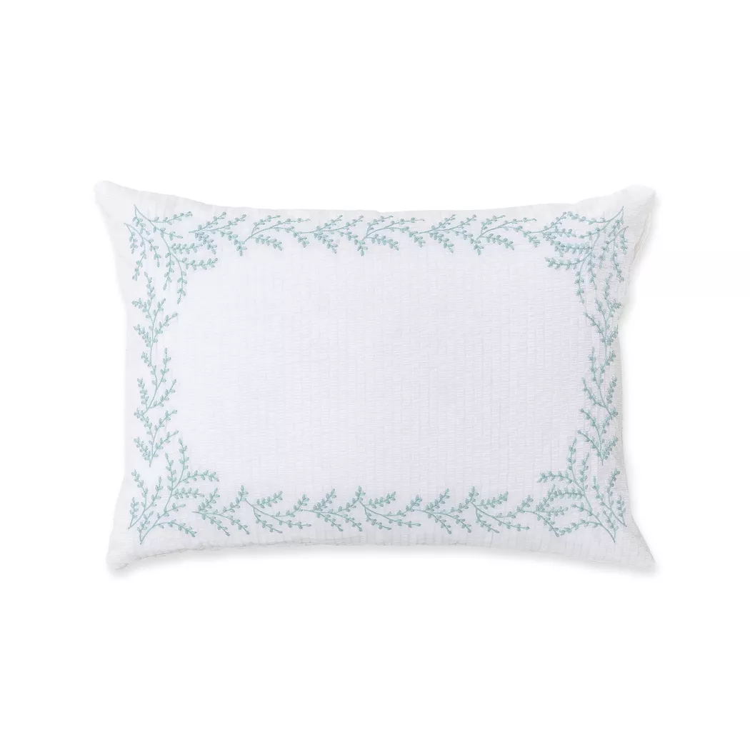 Manor - Kissenbezug, Frejus Seersucker bestickter Kissenbezug, 60 x 60 cm, Weiss
