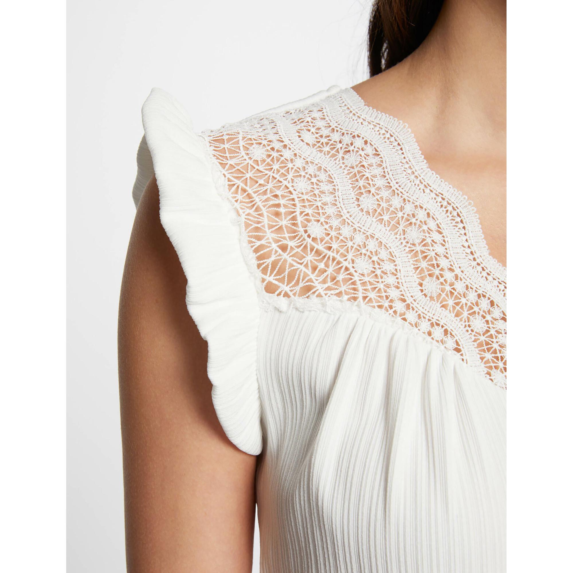 MORGAN Spitzen-Detail V-Ausschnitt Top  