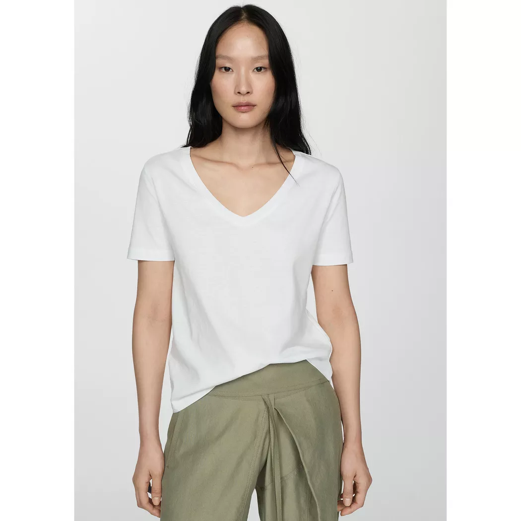 Mango - T-Shirt, kurzarm, für Damen, Weiss, Größe S