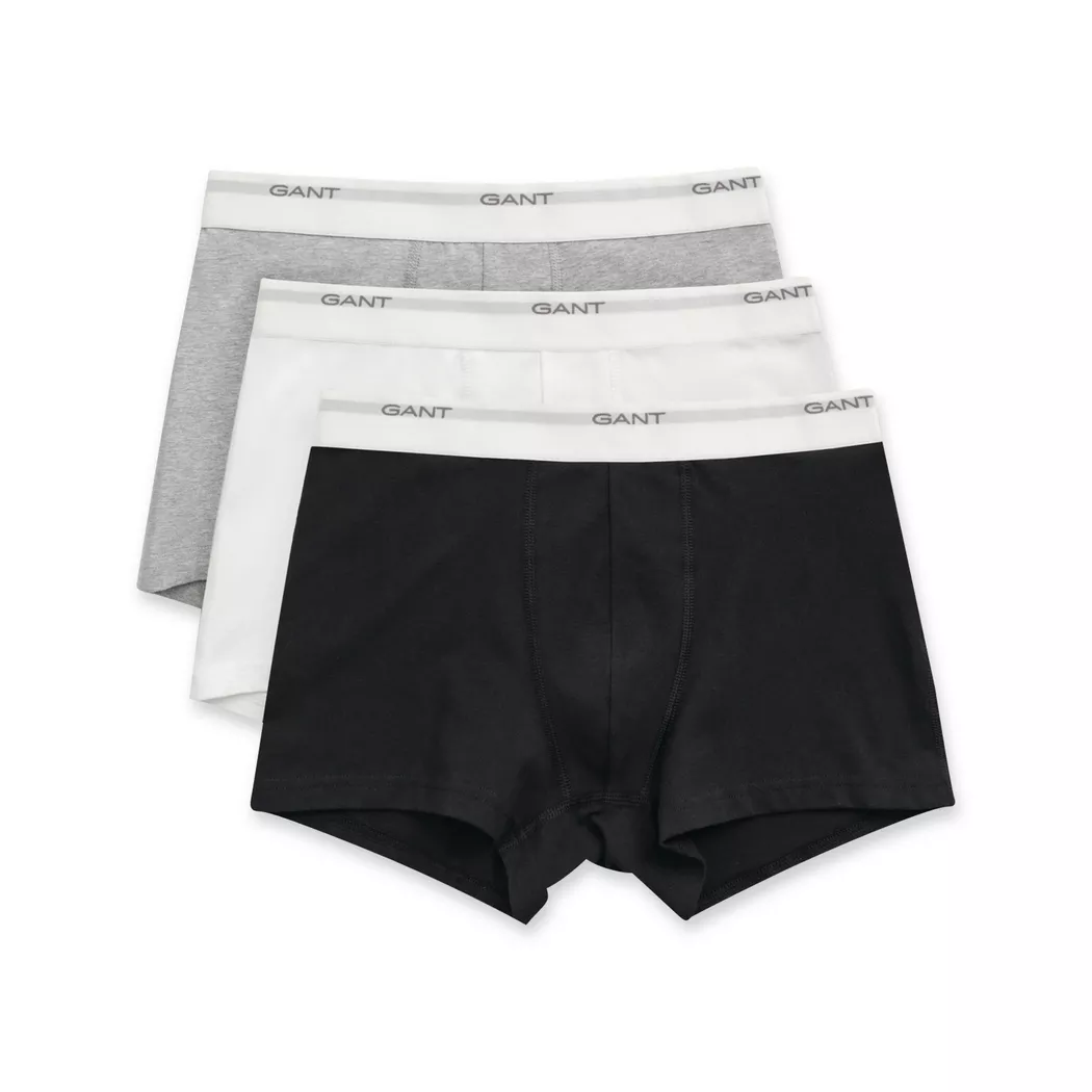 Boxershorts GANT "Boxershort 3er Pack", Herren, Gr. L, bunt (schwarz, grau, weiß), Obermaterial: 95% Baumwolle CO. 5% Elasthan EL., Unterhosen