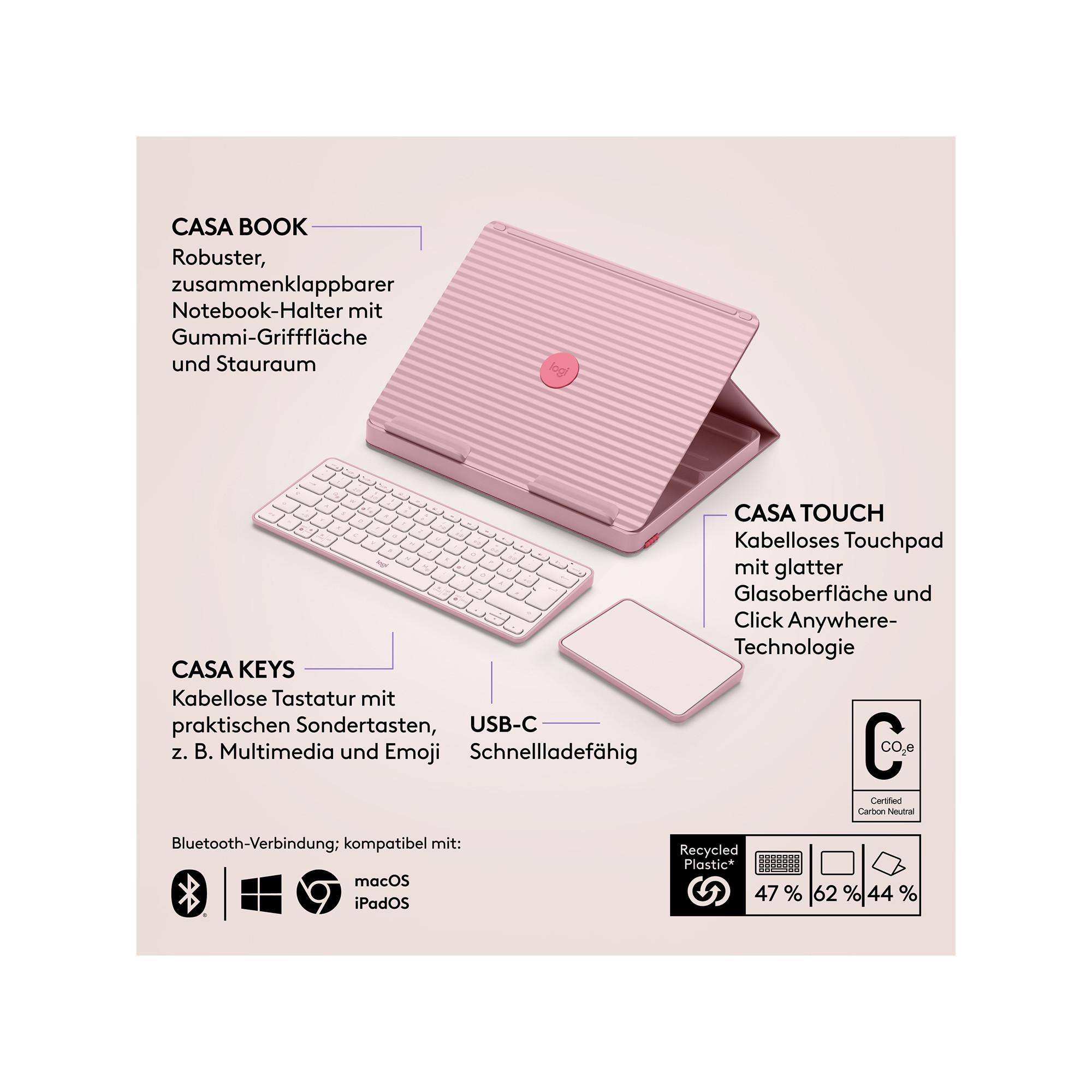 Logitech Casa Pop-Up Desk Tastatur mit Touchpad 
