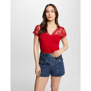 MORGAN T-Shirt Dettagli Pizzo Slim Fit  