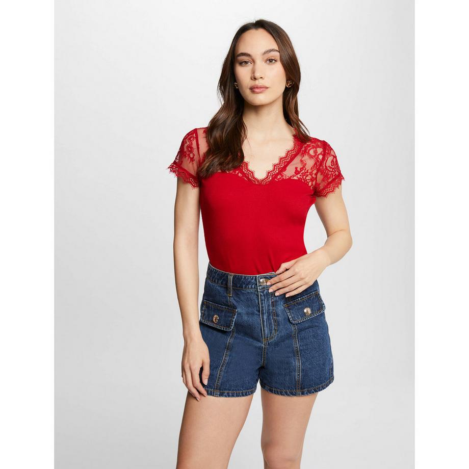 MORGAN T-Shirt Détails Dentelle Coupe Slim  