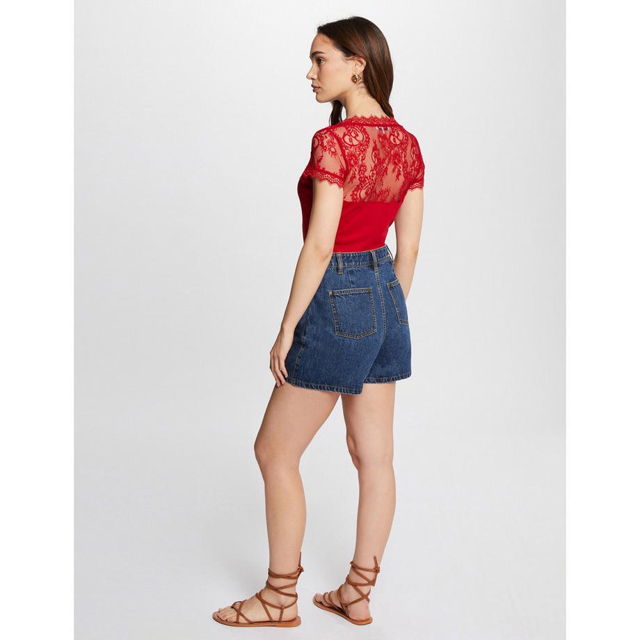 MORGAN T-Shirt Détails Dentelle Coupe Slim  