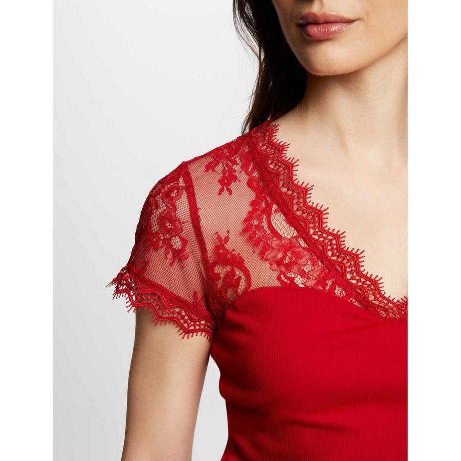MORGAN T-Shirt Détails Dentelle Coupe Slim  