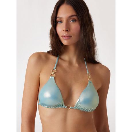 Guess Swimwear Top Bikini Triangolo Effetto Metallico  