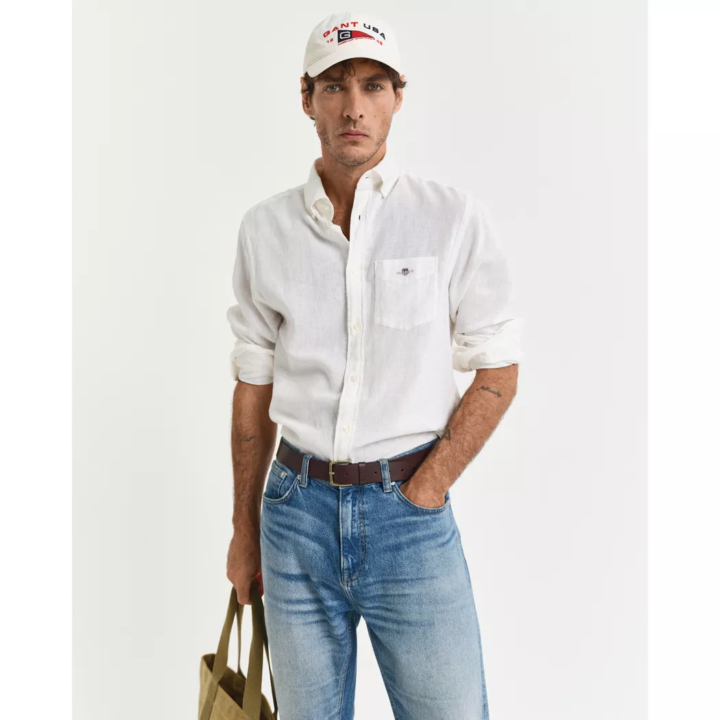 Gant - Leinenhemd, langarm, für Herren, Weiss, Größe M