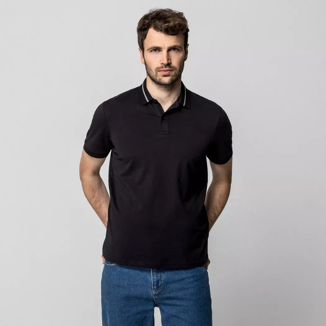 Manor Man - Poloshirt, kurzarm, für Herren, Black, Größe S