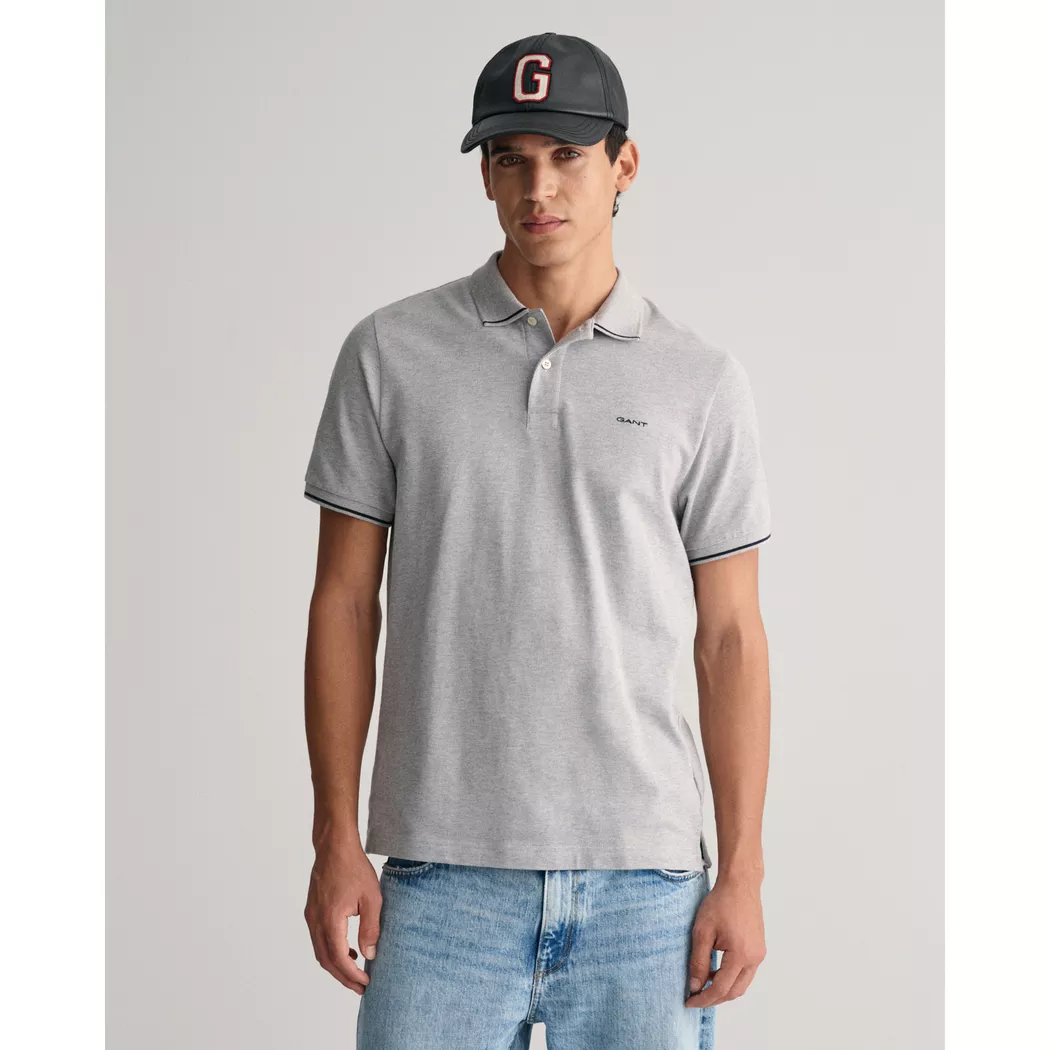 Gant - Poloshirt, kurzarm, für Herren, Grau Melange, Größe M