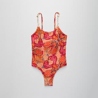 Guess Swimwear Costume da bagno stampato con spalline a catena  