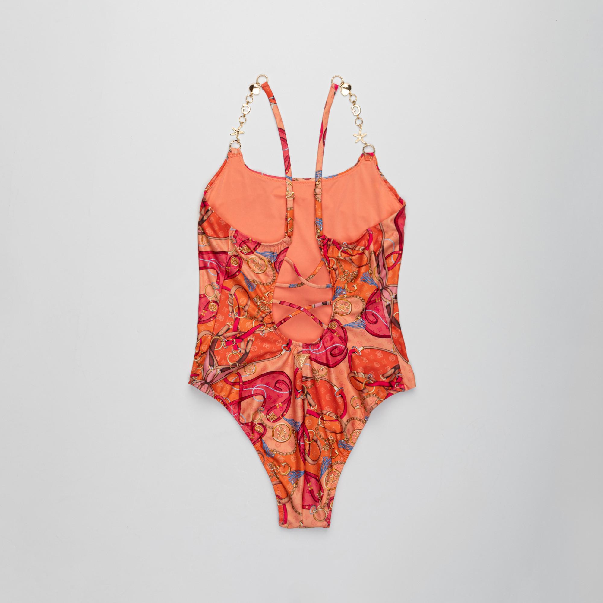 Guess Swimwear Costume da bagno stampato con spalline a catena  