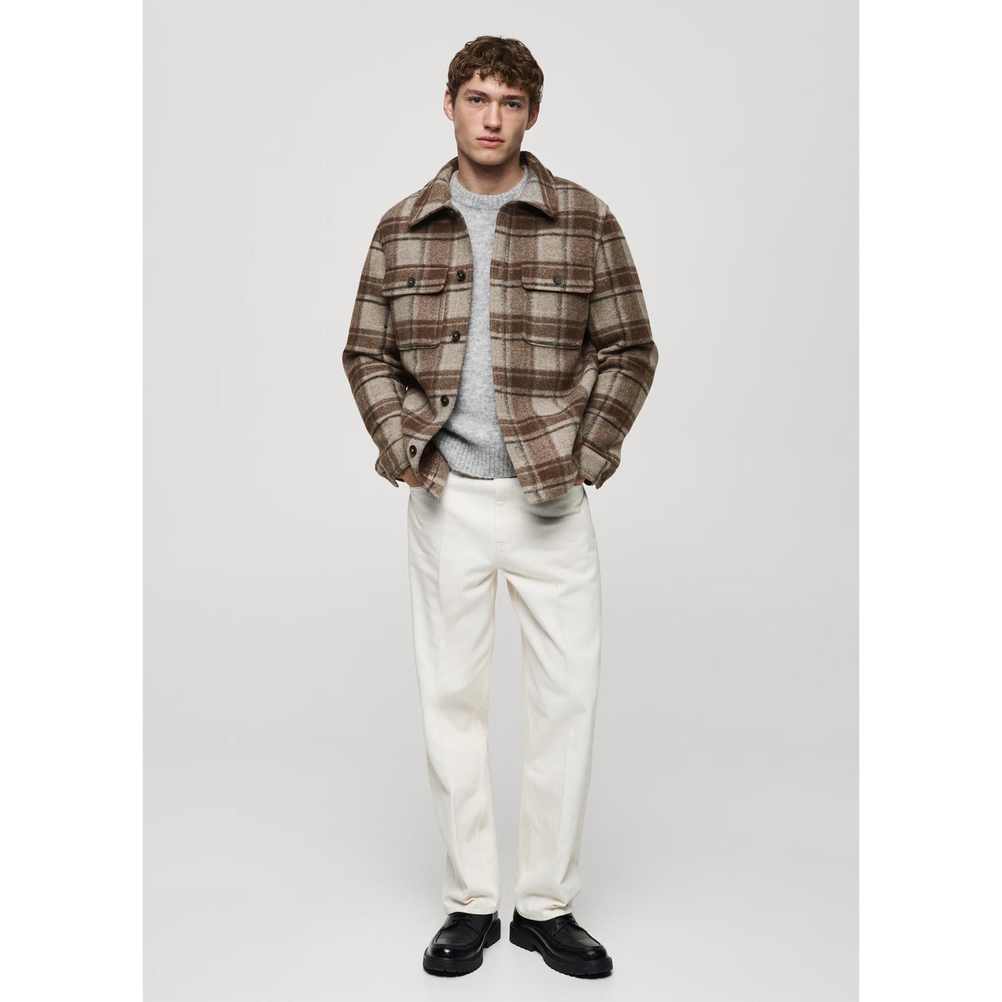 Mango Man Orien Karierte Overshirt Jacke  
