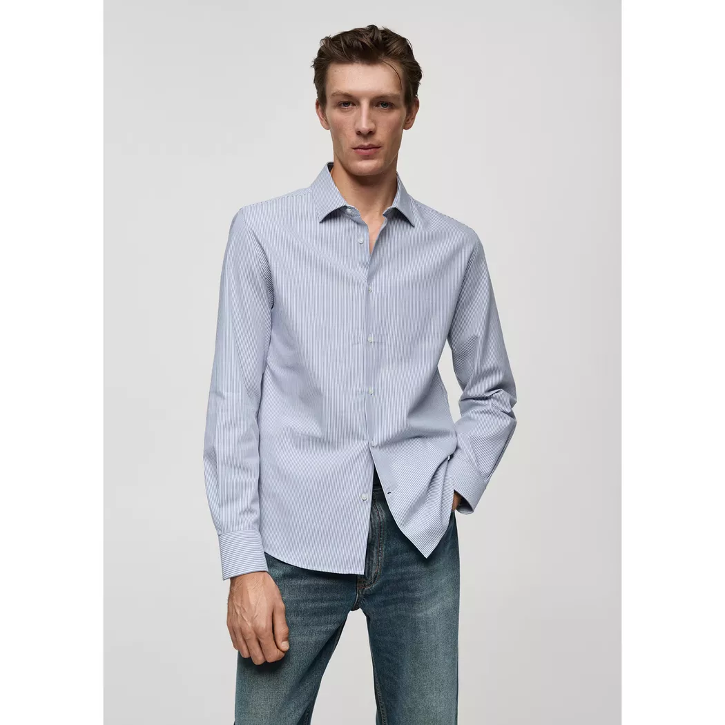 Mango Man - Hemd, langarm, für Herren, Mittelblau, Größe S