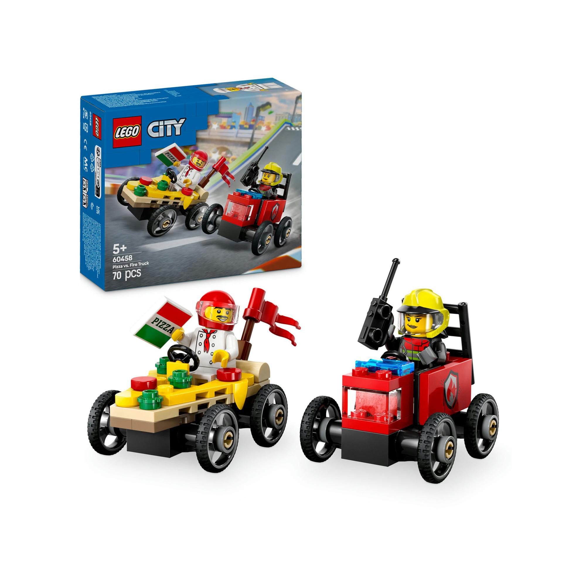 LEGO®  60458 Pack de bolides de course : camion de pizza contre camion de pompiers 