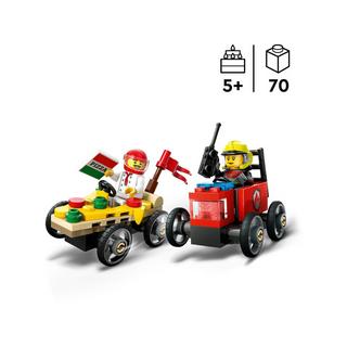 LEGO®  60458 Pack de bolides de course : camion de pizza contre camion de pompiers 